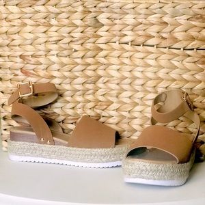 Carmel colored platform shoes.